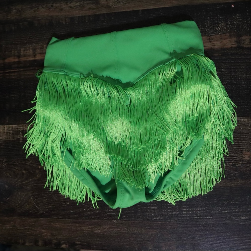 Emerald Fringe High Waist dance Shorts